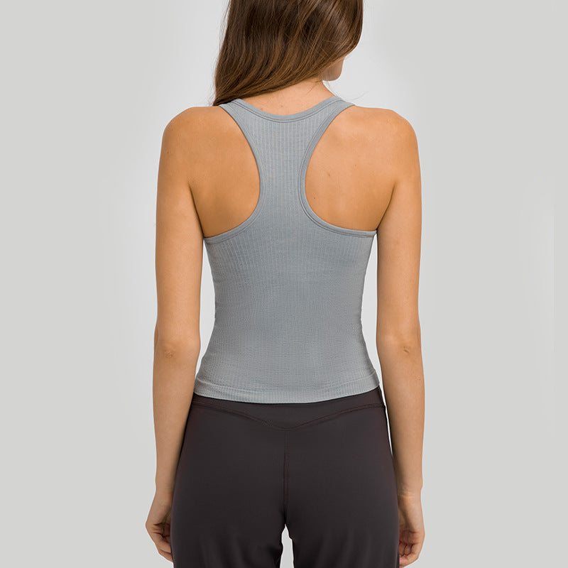 Sports Running Fitness Tank Top With Detachable Chest Pad Yoga Skinny Solid Color Wholesale Womens Activewear