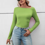 Irregular Collar Slim Fit Solid Color T-Shirt Wholesale Womens Tops