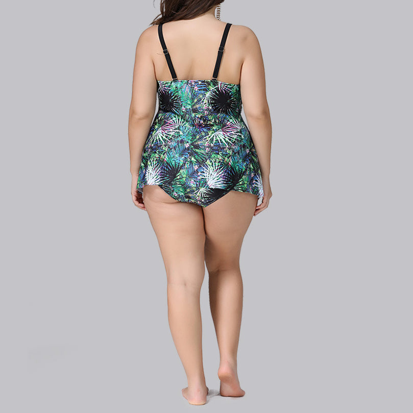 Printed Slit Design Two Piece Sets Swimwear Split Plus Size Tankini Swimsuits Vendors Wholesale