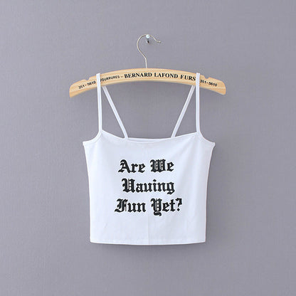 Letter Print Womens Slim Cropped Navel Camisole Wholesale Crop Tops