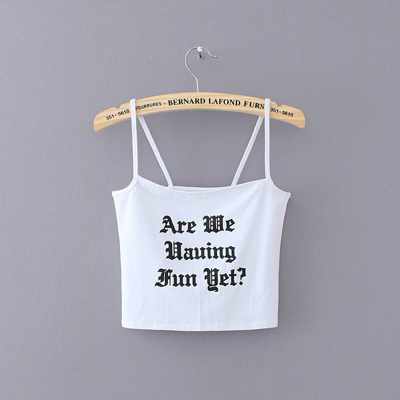 Letter Print Womens Slim Cropped Navel Camisole Wholesale Crop Tops