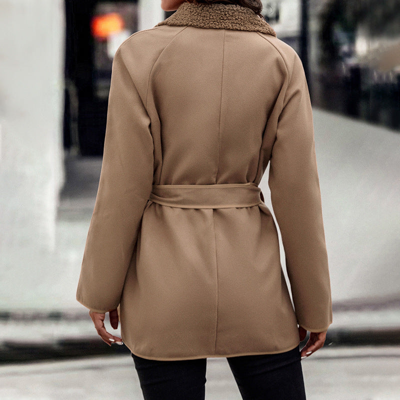 Fashion Brown Double-Sided Wool Women Jacket Wholesale Coats