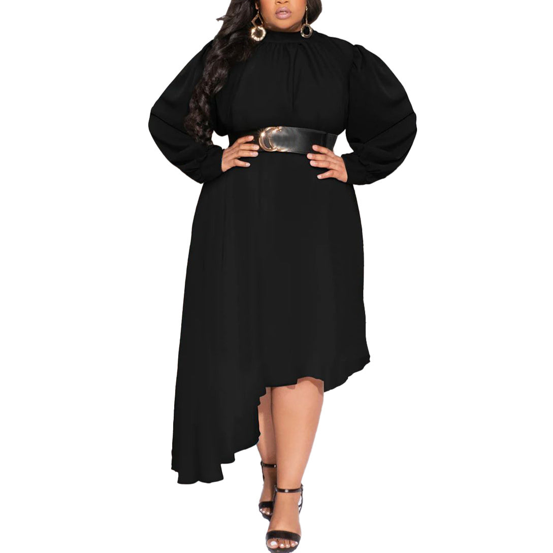 Long Sleeve Irregular Women Curvy Dresses Wholesale Plus Size Clothing