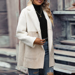 Lapel Fur One-Piece Colorblock Suede Coat Wholesale Womens Tops