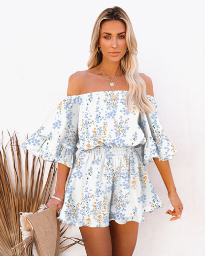 Flare Sleeve Off Shoulder Sexy Chiffon Rompers Wholesale Jumpsuits