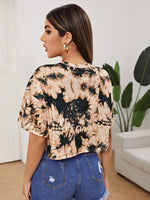 Summer Women Tie Dye Short Sleeve O Neck Wholesale Crop T-shirts Tops