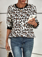 Leopard Print Long-Sleeve Sweatshirt Wholesale Womens Tops