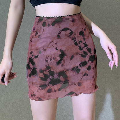 Sexy Mesh Printing Mini A-Line Bodycon Wholesale Skirts