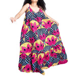 Vacation Loose Printed Slit Women Curvy Maxi Dresses Wholesale Plus Size Clothing