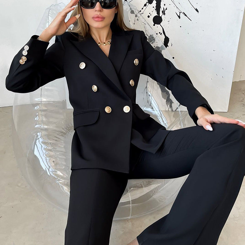 Niche Zipper Flared Pants Slim Blazer Commuter Suit Wholesale Women Clothing