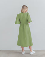 Fashion Puff Short Sleeve Wrap Pleated Design Dress Wholesale Women Clothing