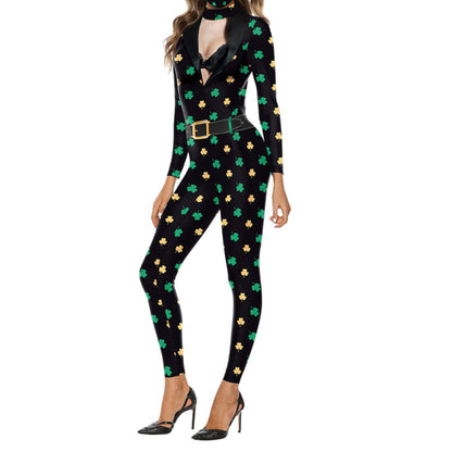 Long Sleeve Printed Wholesale Jumpsuits Wholesale Women's Holiday Wear For St. Patrick'S Day SJ182427