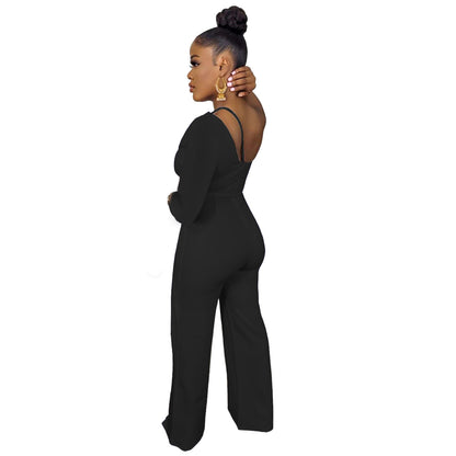 One Shoulder Long Sleeve Women Jump-Suit Wholesale Jumpsuits