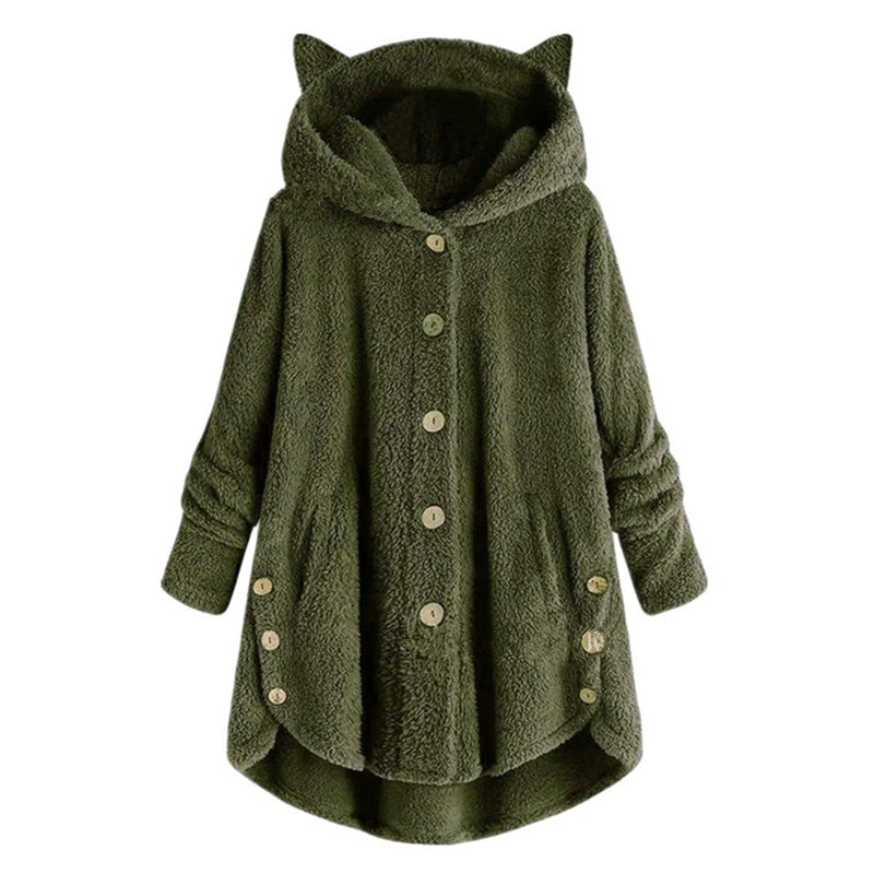 Casual Irregular Solid Color Long Sleeve Plush Hooded Jacket Wholesale Coats