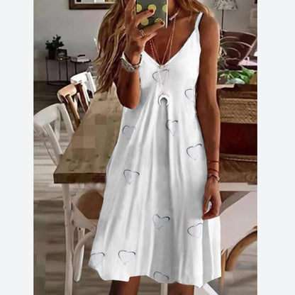 Sexy V-Neck Print Dress Loose Slip Wholesale Dresses