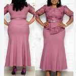 Mid Sleeve Elegant Curvy Maxi Dresses Wholesale Plus Size Clothing