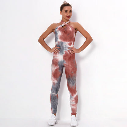 Tie-Dye Print Yoga Women Jumpsuits Wholesale Workout Clothes