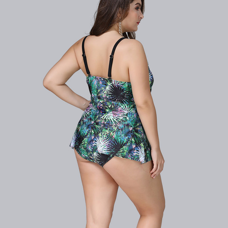Printed Slit Design Two Piece Sets Swimwear Split Plus Size Tankini Swimsuits Vendors Wholesale