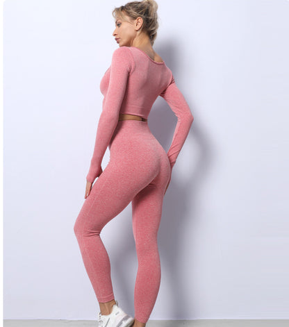 Solid Color Sport Tops & Legging Fitness Yoga Suits Wholesale Activewear Sets