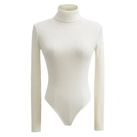 Slim Fit Knitted Turtleneck Long-Sleeved Bodysuits Wholesale Women Clothing