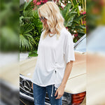 Solid Color Half Sleeve Womens Tops Casual Pullover Round Neck Wholesale T-Shirts