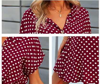 Polka Dot Printed Wholesale Dresses Short Sleeve Women Casual Dress