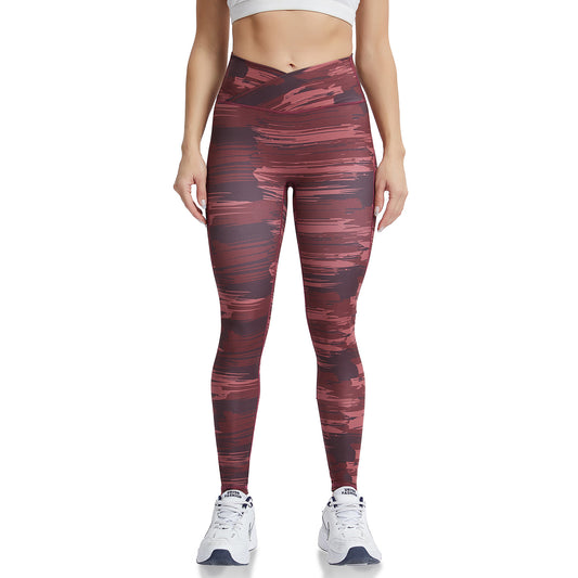 Fashion Print Cross Waist Yoga Pants Fitness Sports High Waist Wholesale Womens Activewear