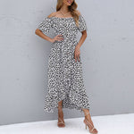Short Sleeve V Neck Ruffle Hem Wholesale Floral Dresses Summer