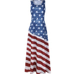 Independence Day American Flag Printed Sleeveless Tank Patriotic Dress Wholesale Maxi Dresses