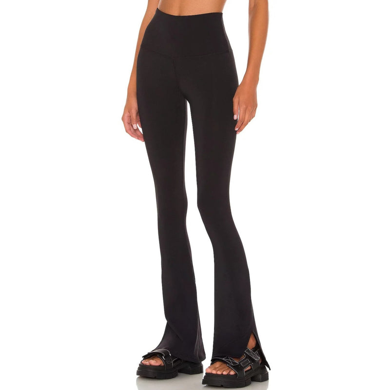High Waist Black Stretch Thin Skinny Casual Side Slit Womens Flared Pants Wholesale Pants