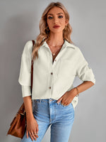 Casual Single-Breasted Cardigan Solid Color Lapel Shirt Wholesale Womens Tops