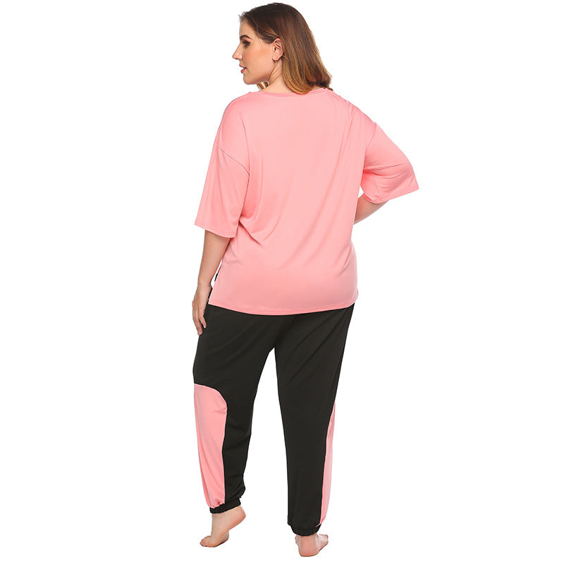 Daisy Print T-Shirt & Trousers Pajamas Sets Wholesale Plus Size Clothing