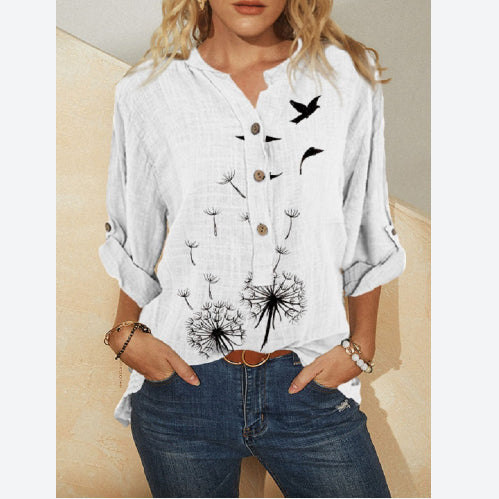 Loose Fashion Printed Long-Sleeved T Shirts Wholesale Blouses