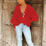 Temperament Loose Cardigan Long-Sleeve Cotton Linen Shirts Wholesale Womens Tops