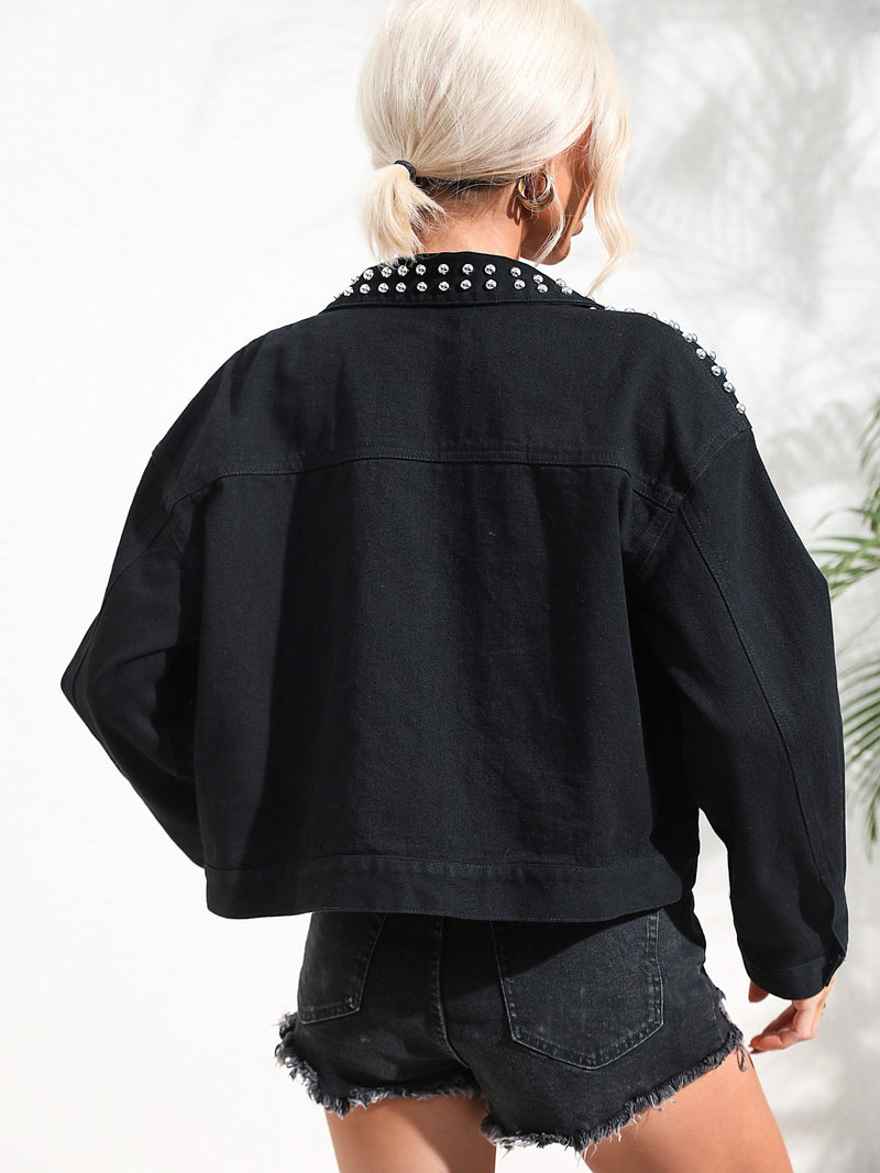 Commuter Versatile Fashion Stitching Long-Sleeved Denim Jacket Wholesale Women Tops