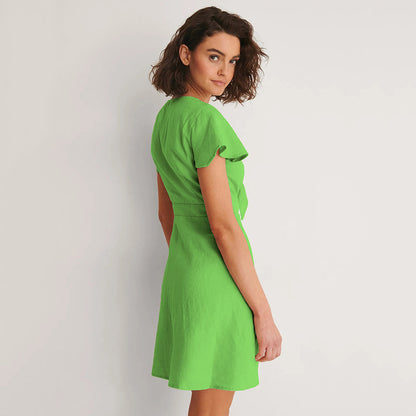 Short Sleeve Bowknot Hollow V-Neck Cotton Linen A-Line Dress Wholesale Dresses