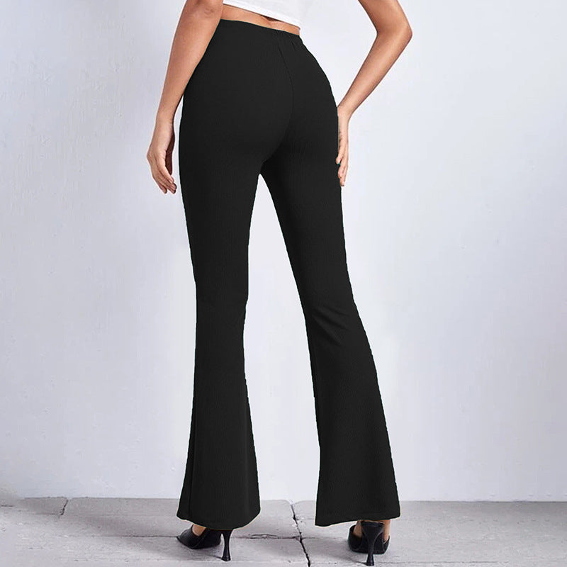 High Waist Commuter Stretch Casual Solid Color Flared Pants Wholesale Women'S Bottoms