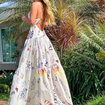 Sexy Sling Backless Seaside Print Maxi Dress Wholesale Dresses