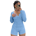 Round Neck Skinny Sports Knit Rompers Wholesale Jumpsuits