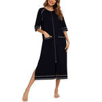 Comfortable Home Wear Loose Zip Nightgown Women Pajamas Wholesale Loungewear