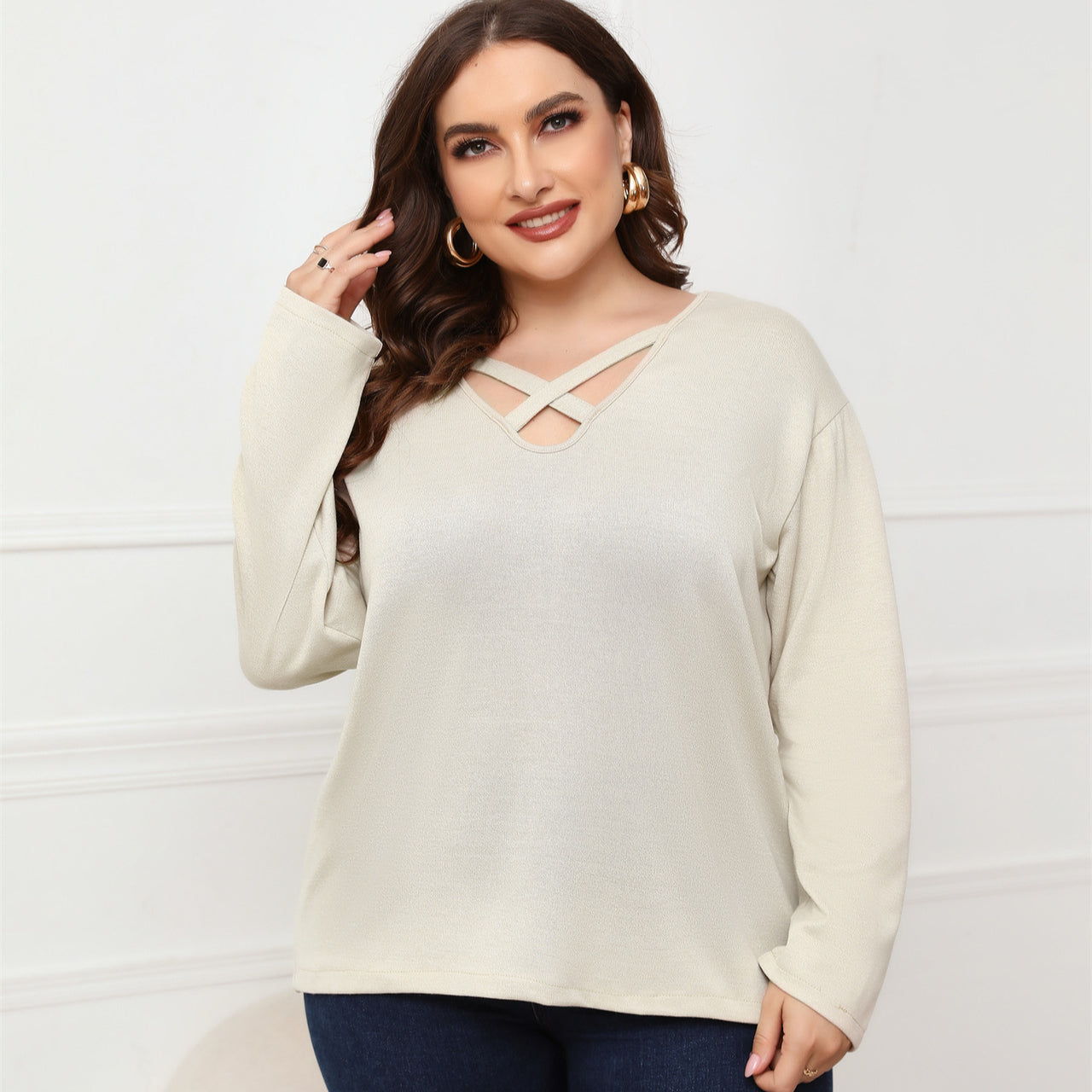 Cross Solid Wholesale Plus Size Clothing No Minimum