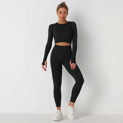 Knitted Seamless Long-Sleeved Tops & Leggings Sports Fitness Yoga Suits Wholesale Activewear Sets