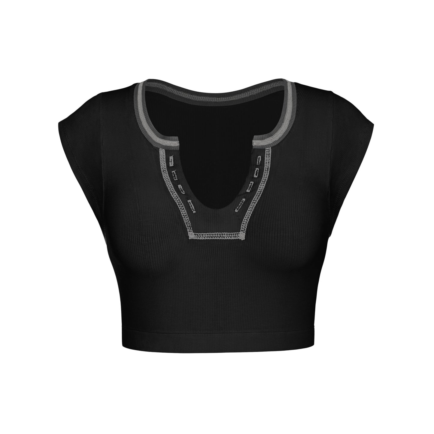 Slim Ultra Knitted Threaded Crop Top Short T-Shirt Wholesale Womens Tops