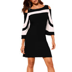 Colorblock Cutout Flare Sleeve Off Shoulder Dress Casual Wholesale Dresses Fashion