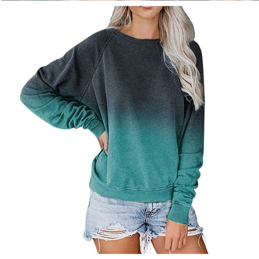 Gradient Print Raglan Sleeves Casual Sweatshirt Wholesale Womens Tops