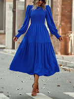 Solid Color Casual Long Sleeve Wide Mid-Length Dress Wholesale Dresses