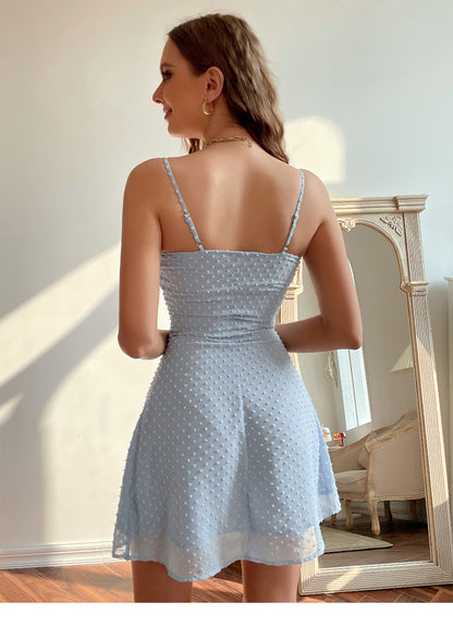 Sexy Slip Flocking Dress Backless Solid Color Wholesale Dresses