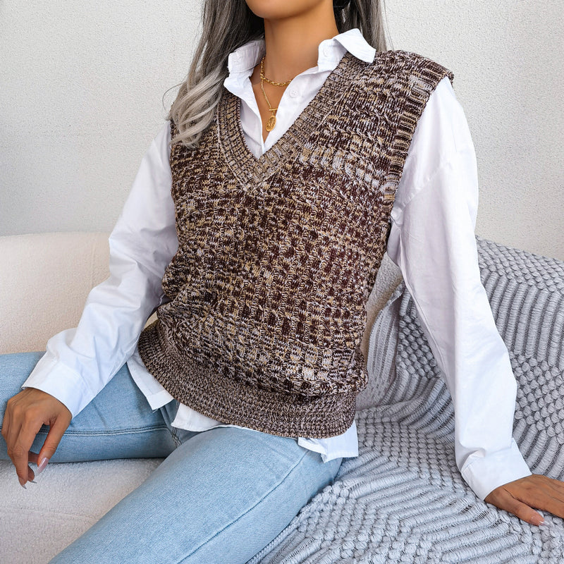 Fashion Twist V-Neck Knitted Sweater Vest Wholesale Knit Vests