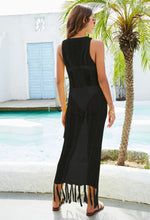 Sun Protection Hollow See-Through Bikini Cover Up Beachwear Fringe Tank Dress Casual Wholesale Dresses SD168258