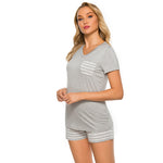Striped Short Sleeve T Shirts & Shorts 2pcs Loungewear Wholesale Pajamas Modal Home-Wear Sets